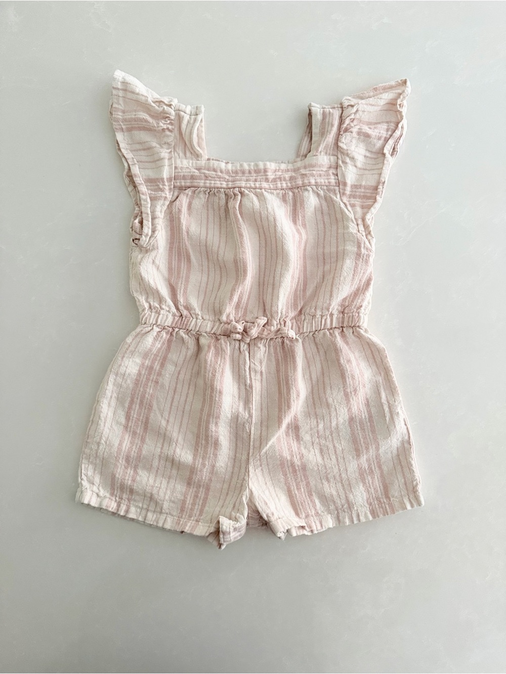 Old Navy Toddler Girl Neutral Striped Gauze Romper • Size 2T